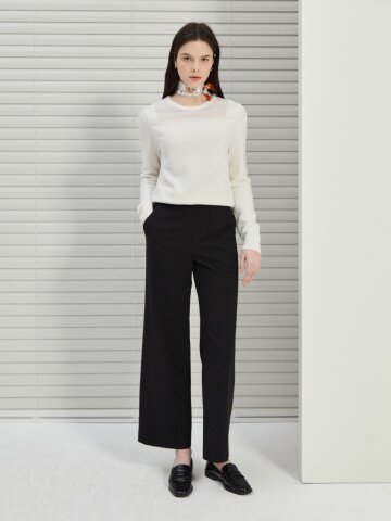 백 밴딩 와이드 일자핏 팬츠 