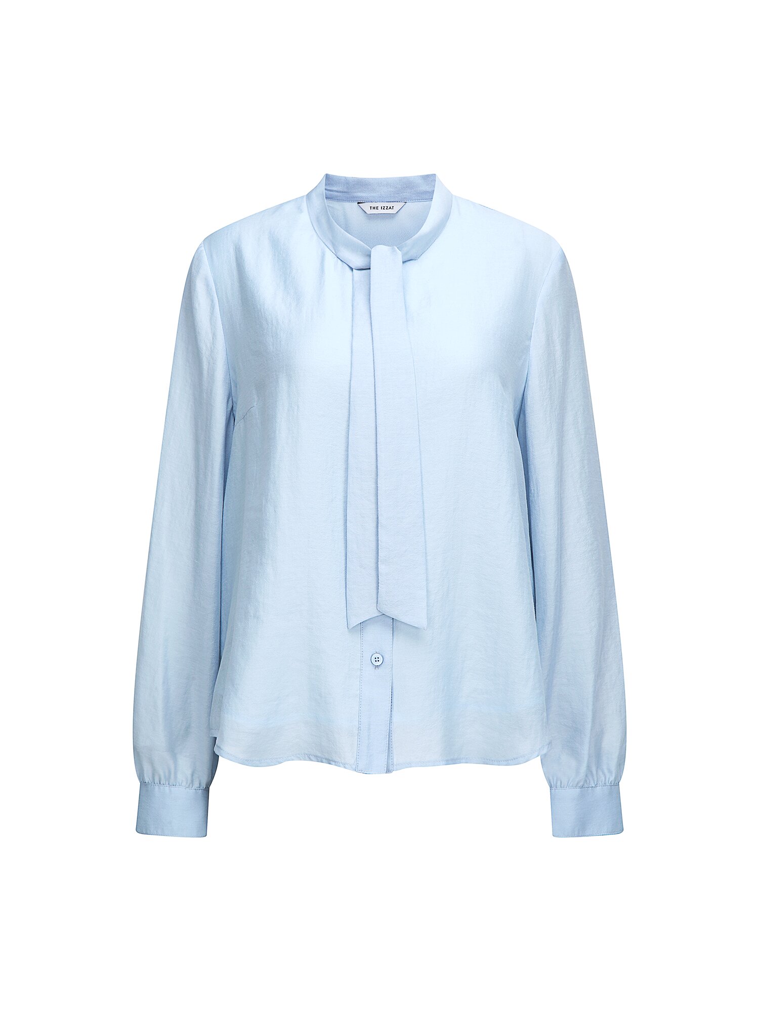 루즈핏 시어 타이넥 블라우스 (LIGHT BLUE)