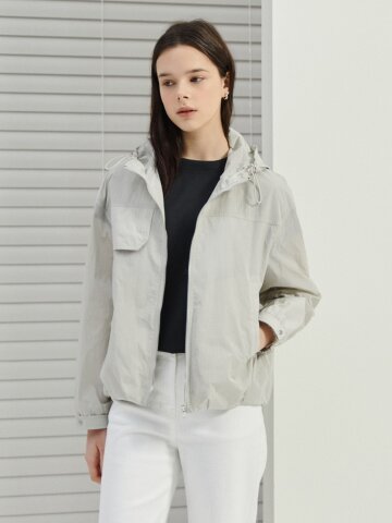 건플랩 스트링 후드 집업 점퍼 