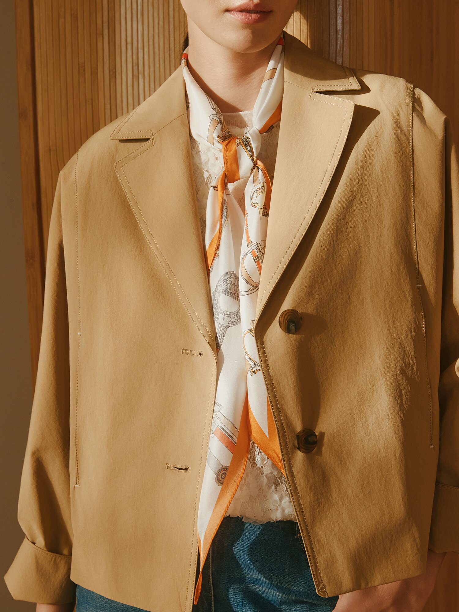 실크 일러스트 스카프 (PRINT YELLOW RED)