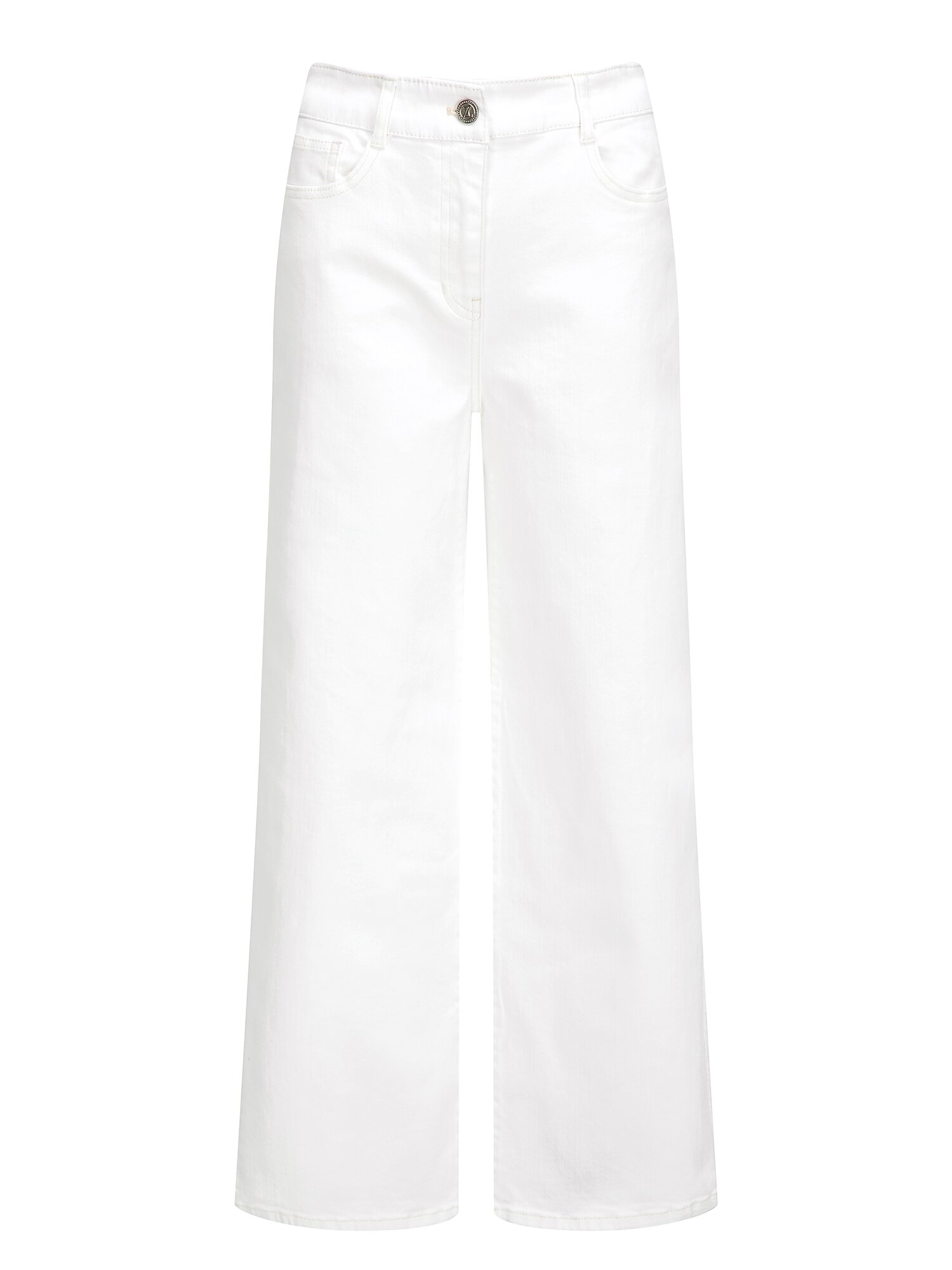 절개 백 밴딩 세미 와이드 데님 팬츠 (IVORY)