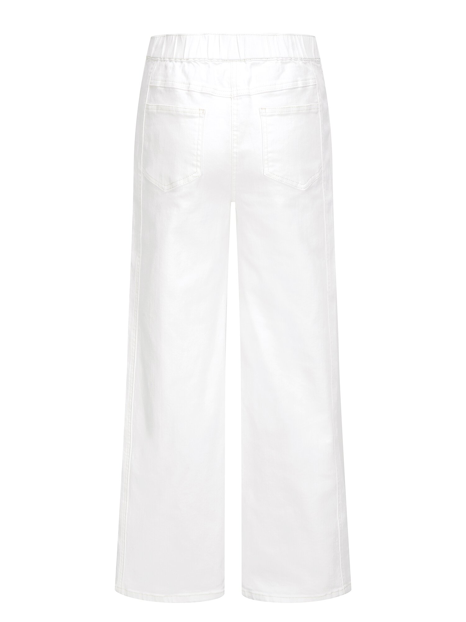 절개 백 밴딩 세미 와이드 데님 팬츠 (IVORY)