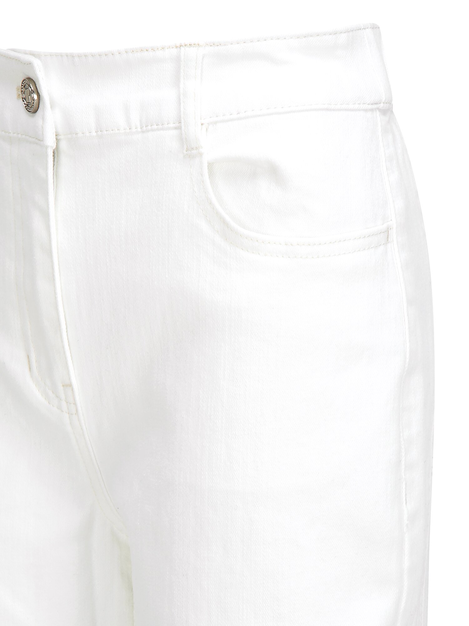 절개 백 밴딩 세미 와이드 데님 팬츠 (IVORY)