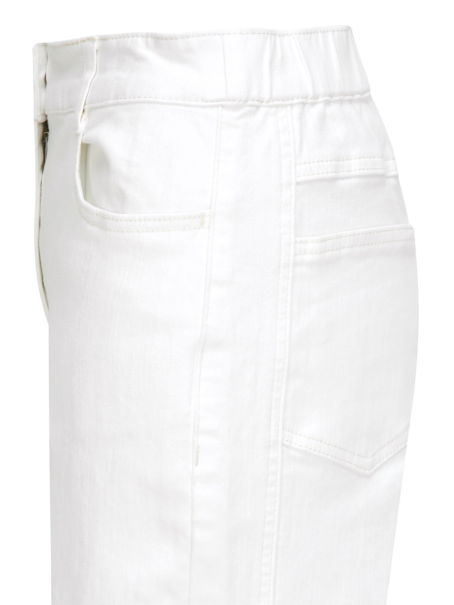 절개 백 밴딩 세미 와이드 데님 팬츠 (IVORY)