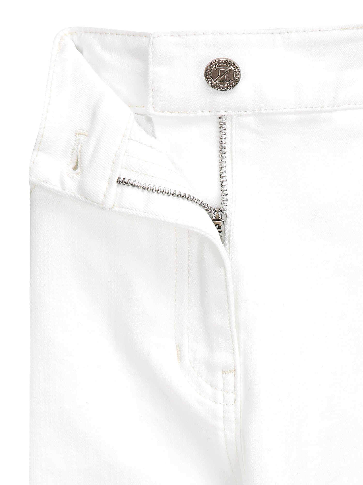 절개 백 밴딩 세미 와이드 데님 팬츠 (IVORY)