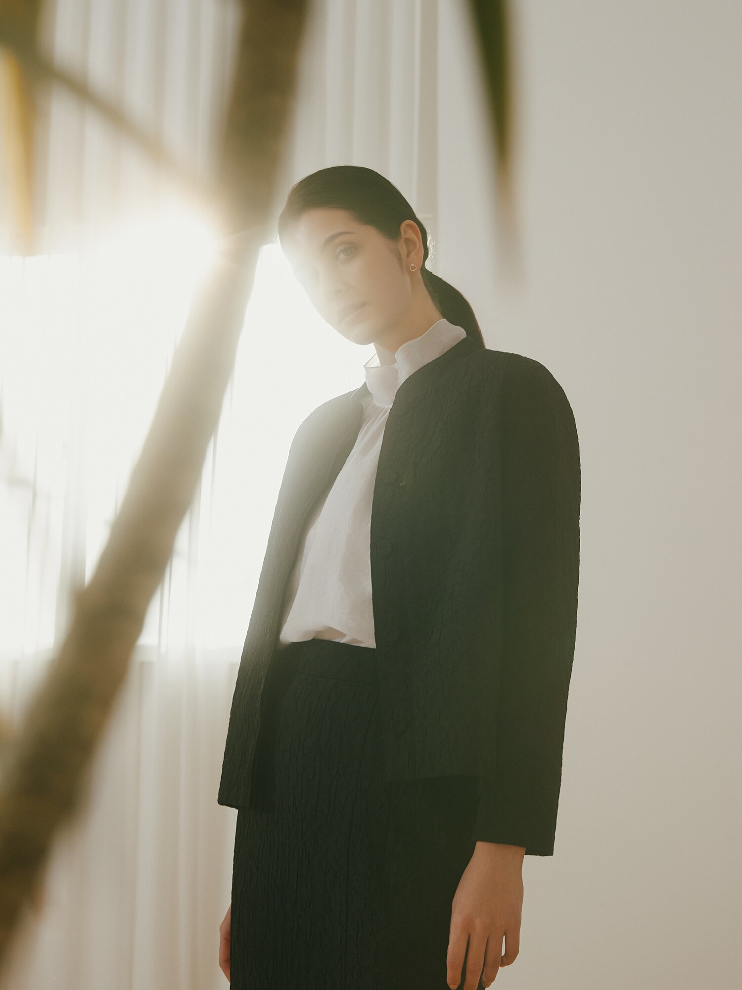 루즈핏 자카드 하프넥 재킷 (BLACK)