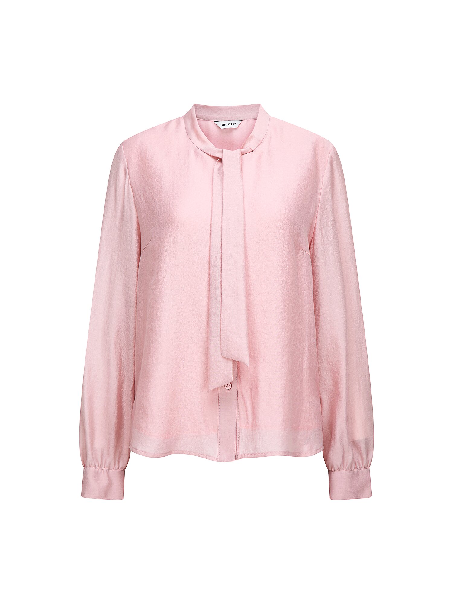 루즈핏 시어 타이넥 블라우스 (LIGHT PINK)