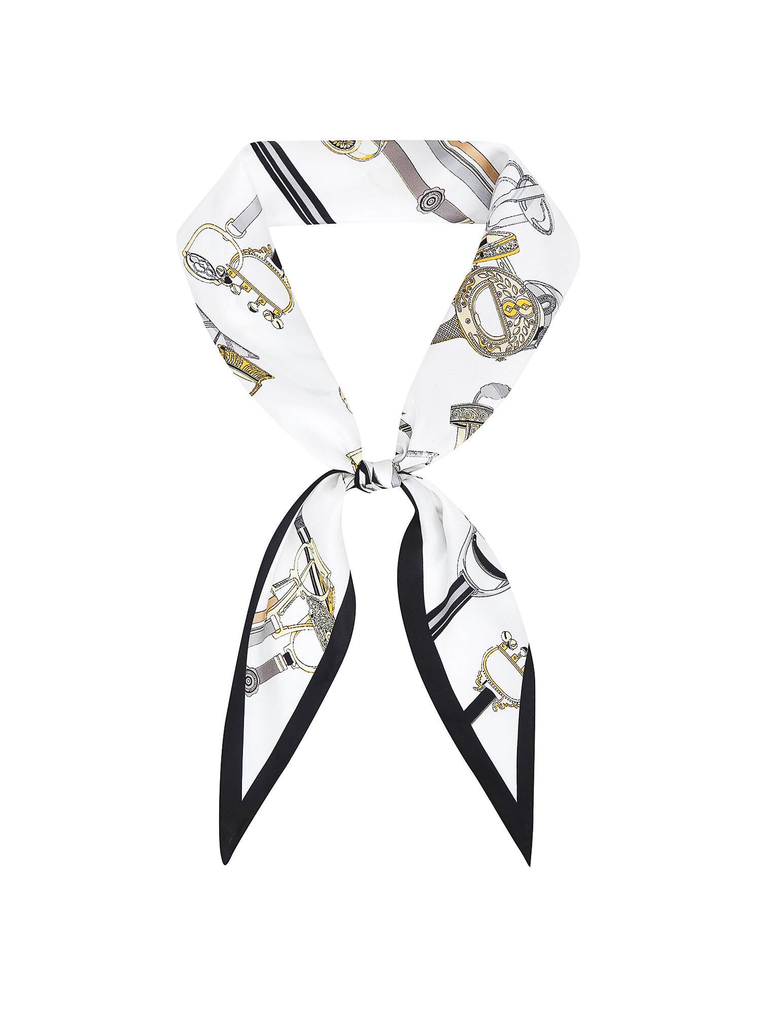 실크 일러스트 스카프 (PRINT BLACK)