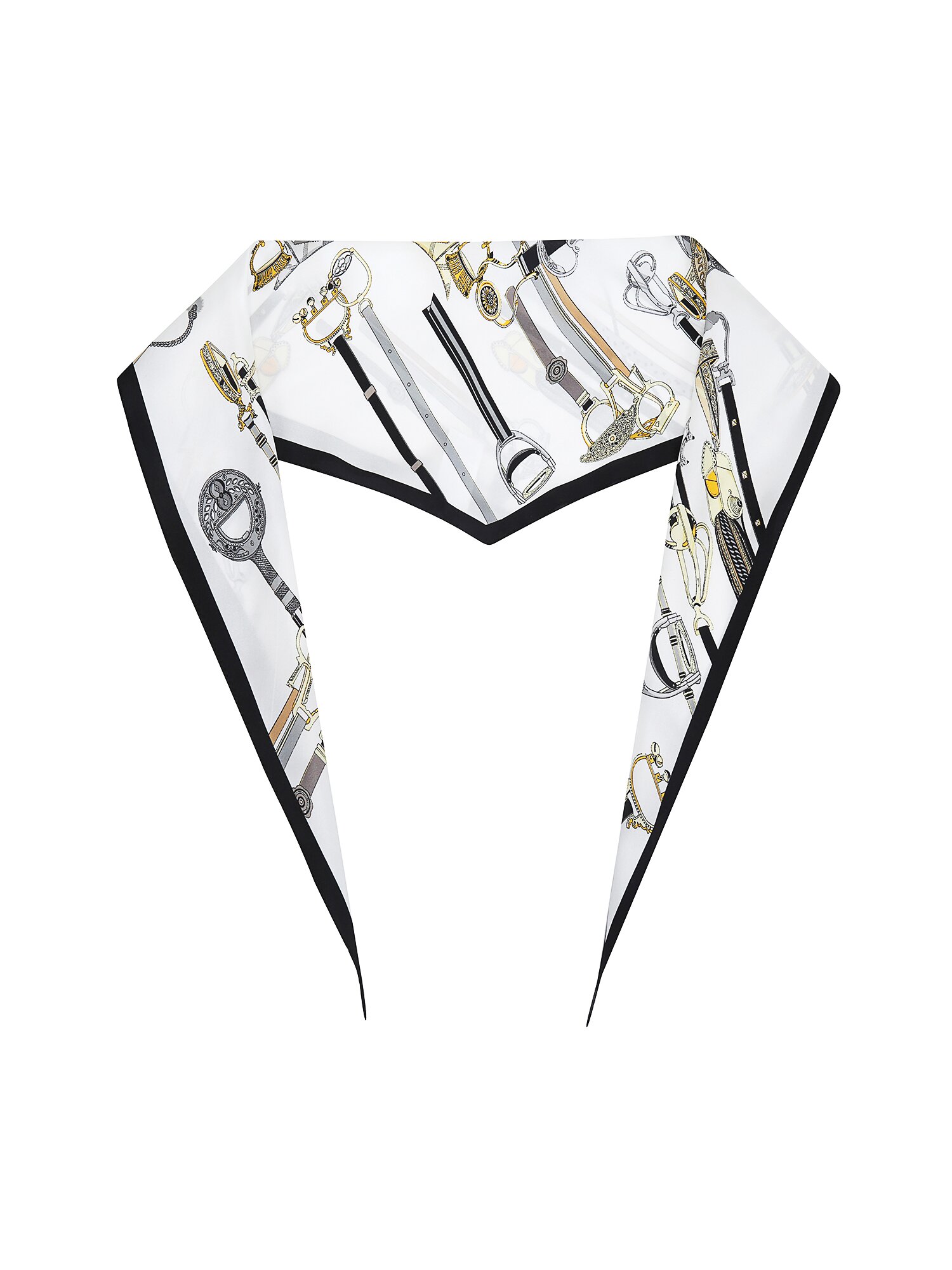 실크 일러스트 스카프 (PRINT BLACK)