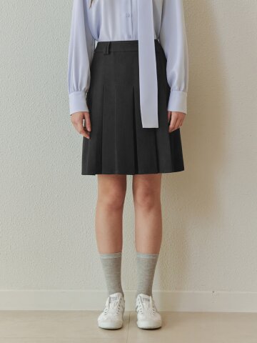 베이직 플리츠 스커트 / 차콜

