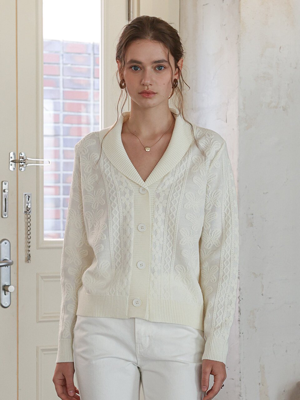 PM_Butterfly motif knit cardigan_IVORY