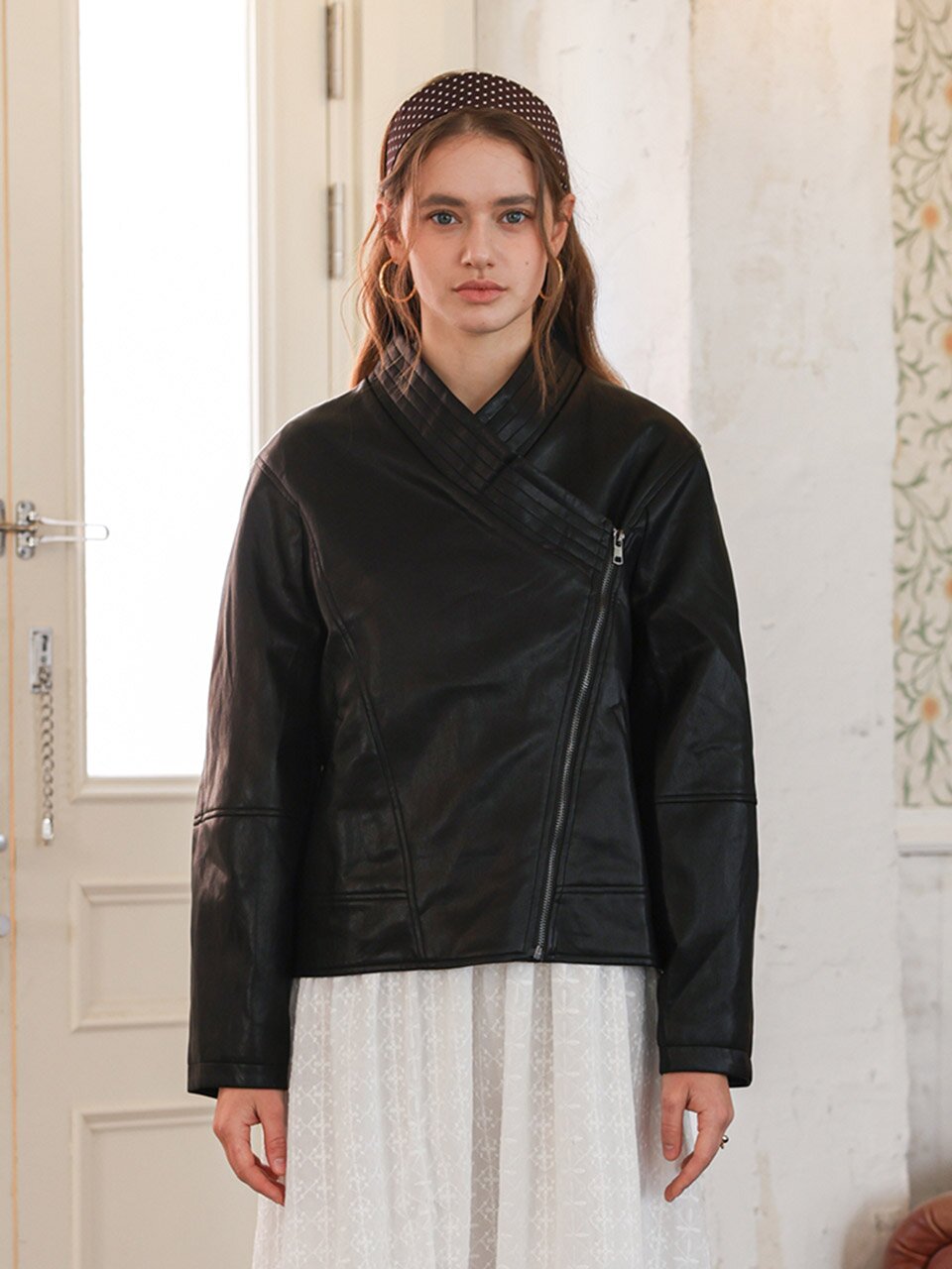 PM_Faux leather rider jacket_2color