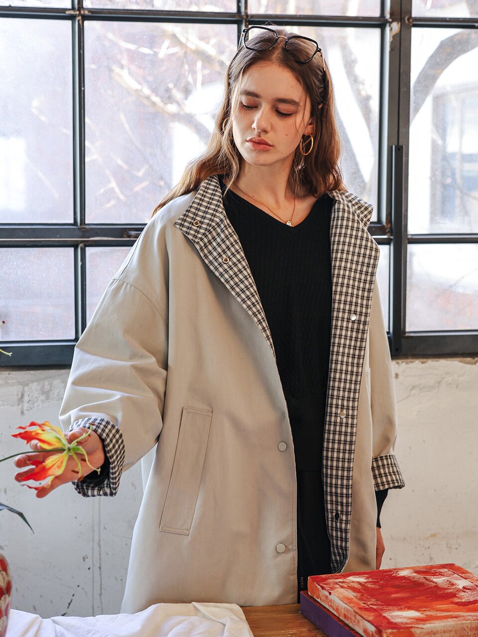 PM_Check cuff windbreaker jacket_2color