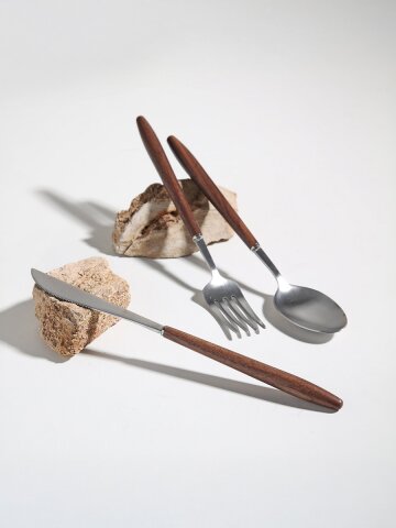 벨류세라믹 디니스 월넛 실버 디너 커트러리