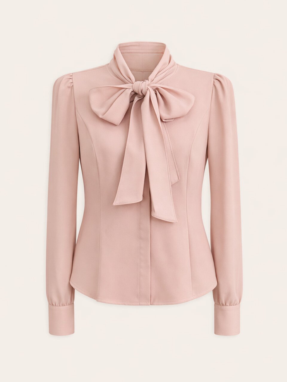 Ribbon-tie Blouse(LL) / Pink Beige(4color)