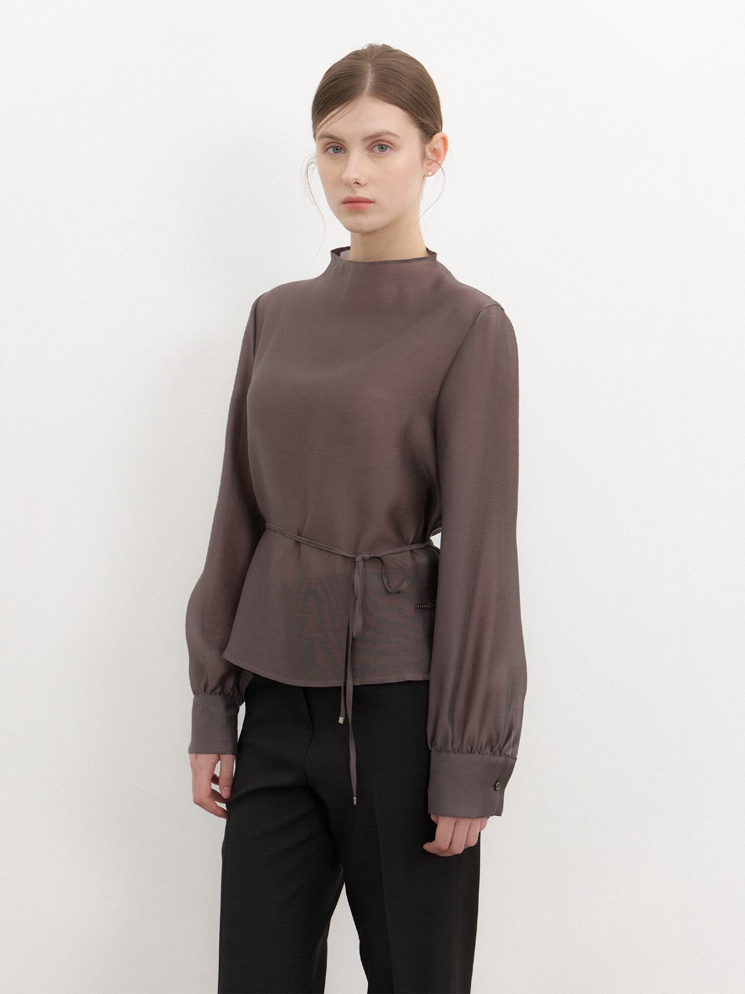Simple Organza Blouse / Charcoal Brown(4color)