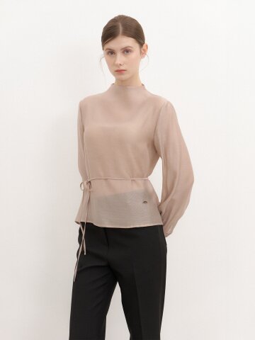 Simple Organza Blouse / Brown(4color)