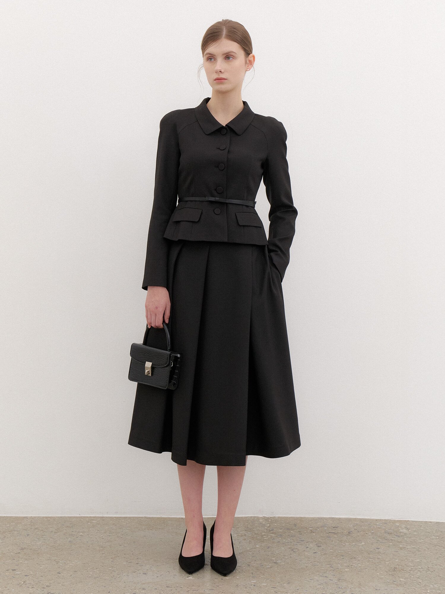 Raglan-sleeve Jacket(벨트 제공) / Black(3color)