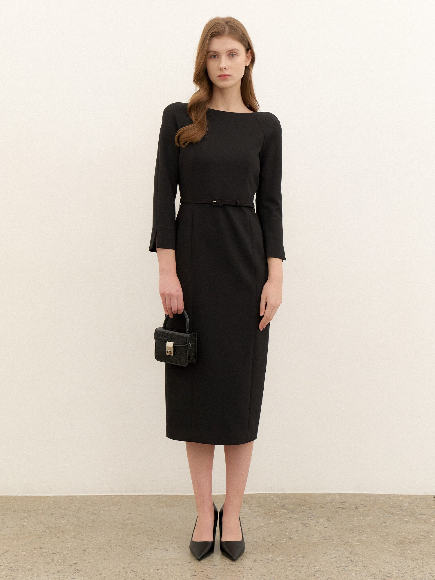 Raglan-sleeve Slim Dress / Black(2color)