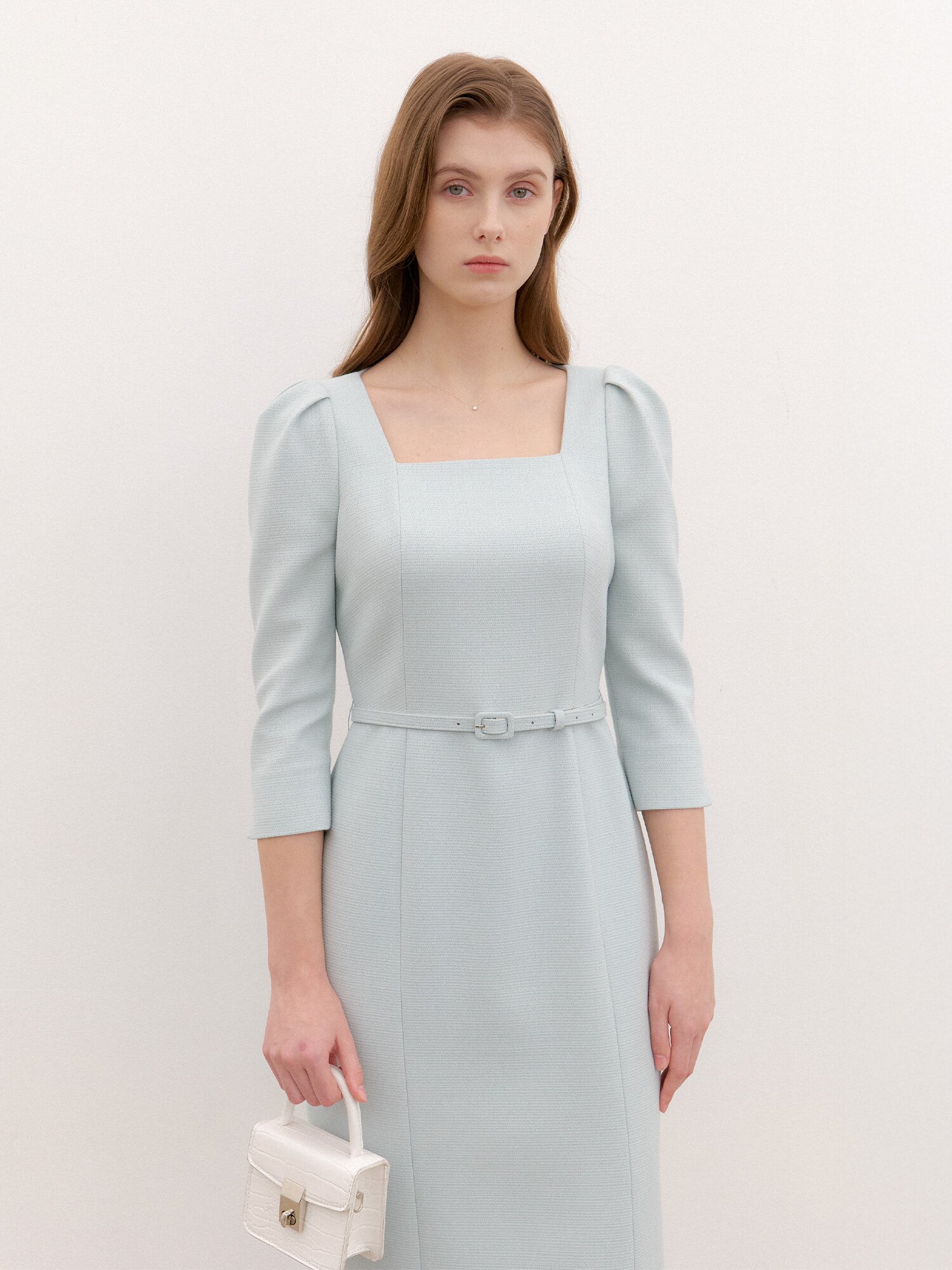 Tweed Square-Neck Slim Dress / Mint(2color)