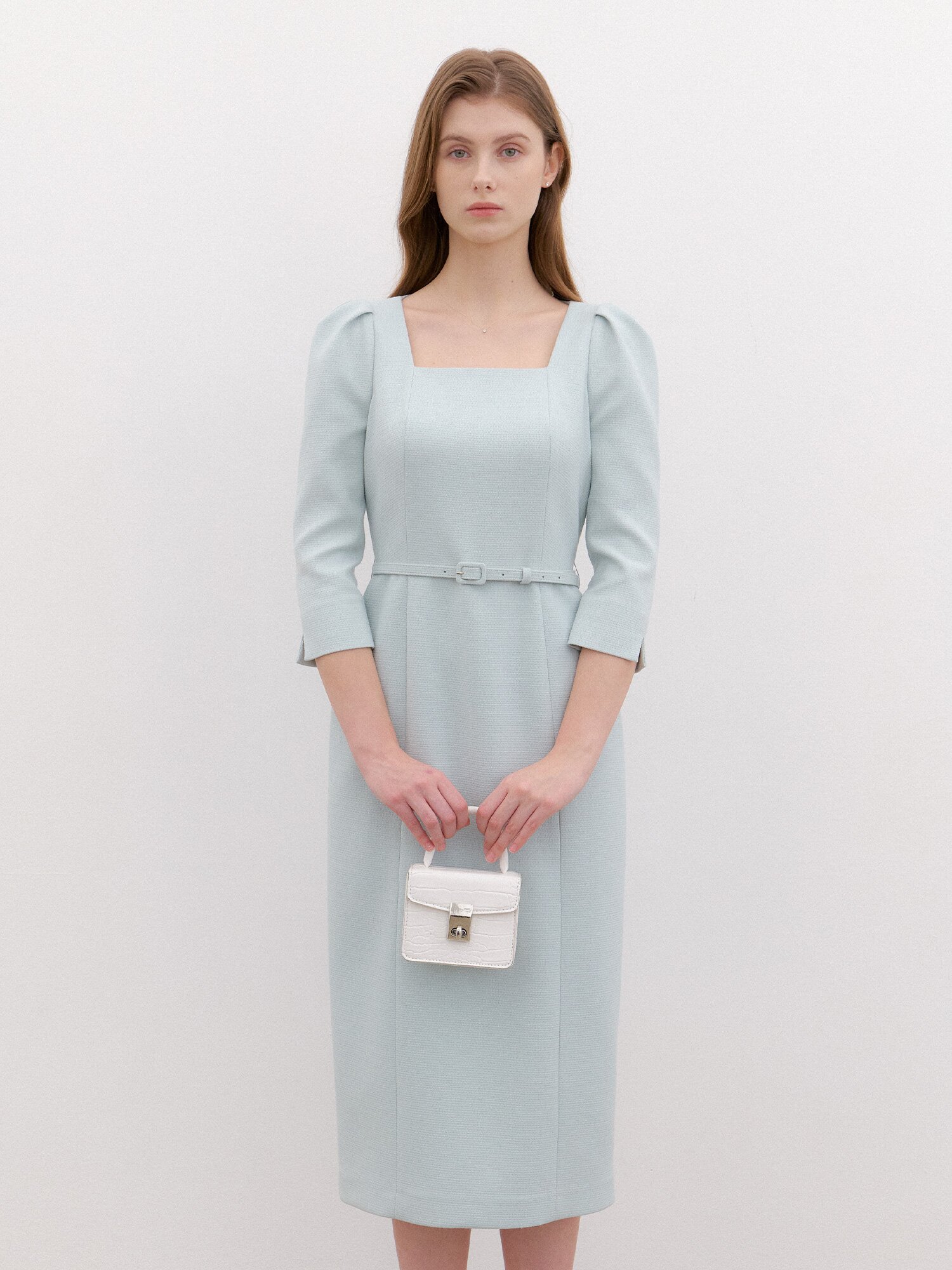 Tweed Square-Neck Slim Dress / Mint(2color)