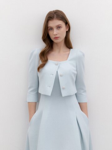 Square-neck 2piece-Style Flare Dress / Mint(4Color)