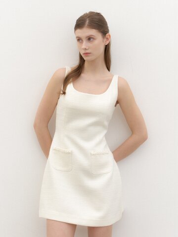 LILAC Trimmed Mini Set-up Dress / Ivory(2Color)