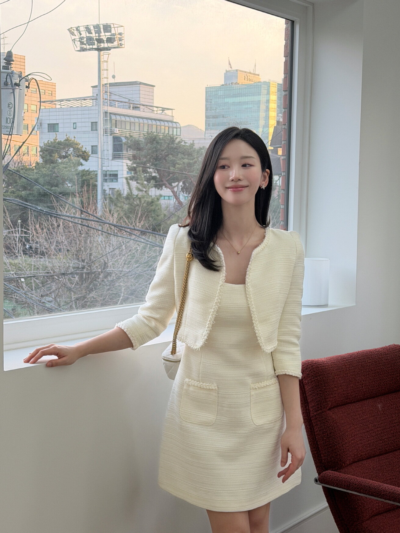 [SET] LILAC Tweed Trimmed Jacket & Sleeveless Mini Dress / Ivory(2Color)