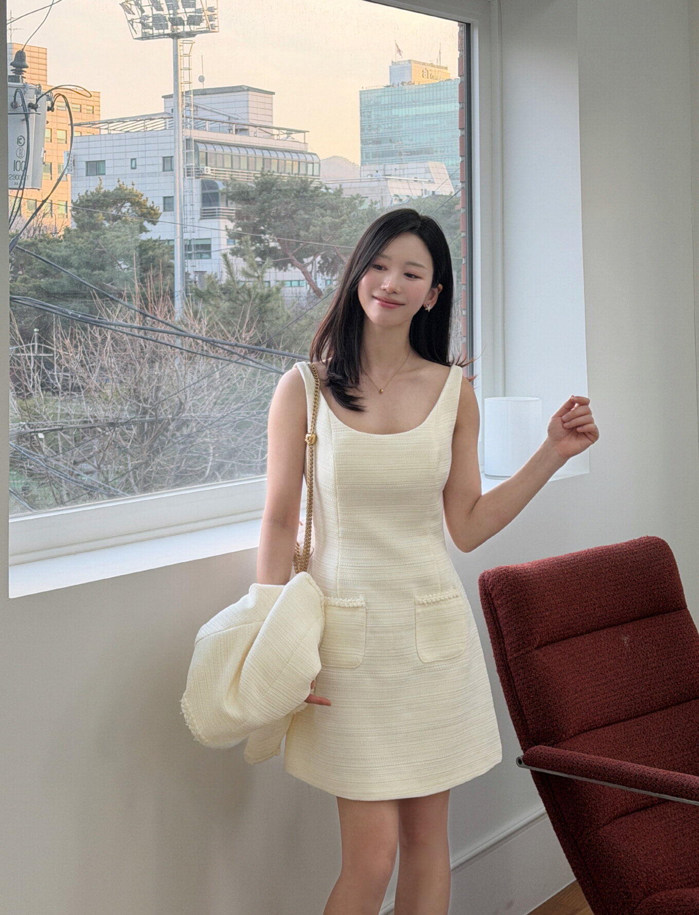 [SET] LILAC Tweed Trimmed Jacket & Sleeveless Mini Dress / Ivory(2Color)