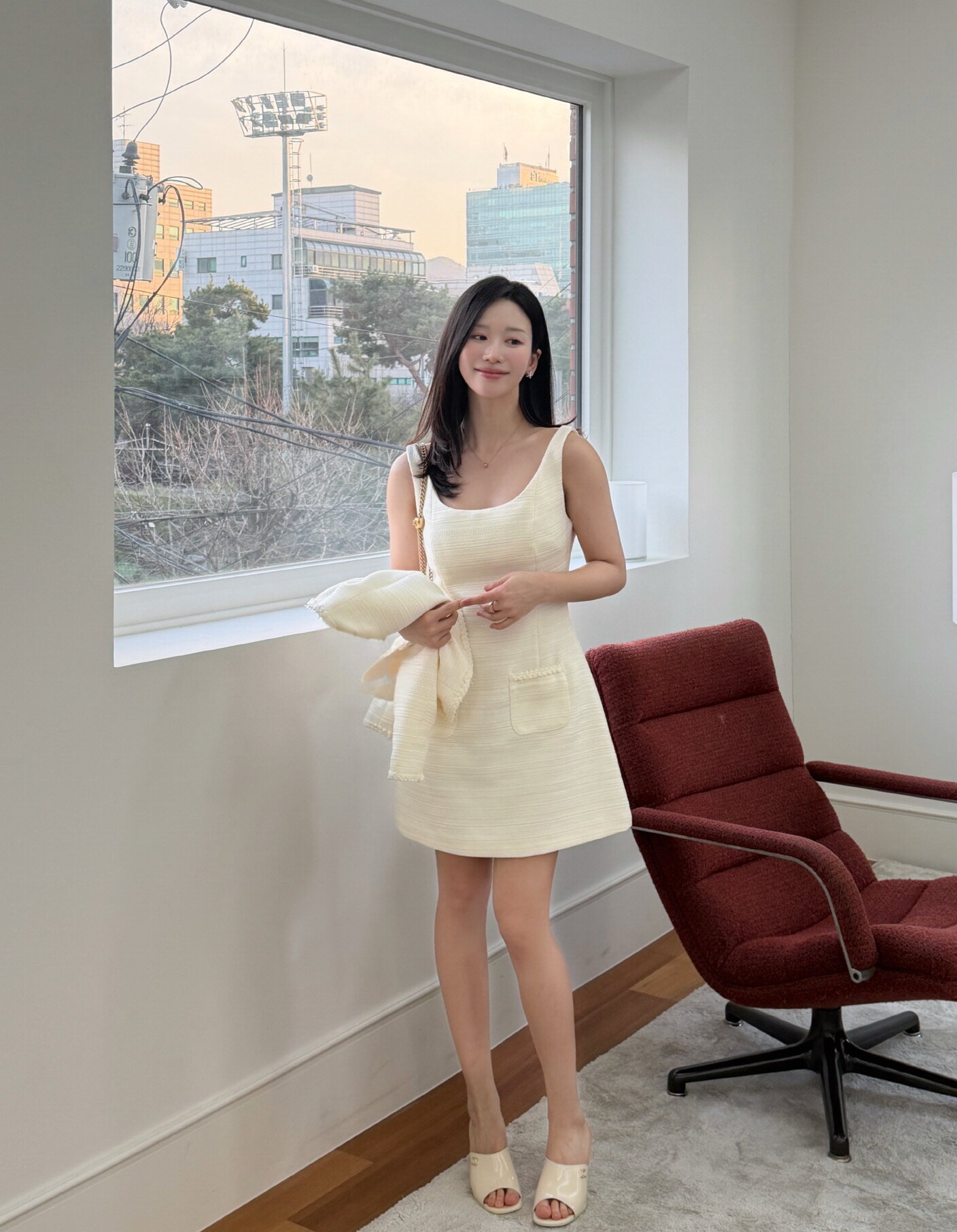 [SET] LILAC Tweed Trimmed Jacket & Sleeveless Mini Dress / Ivory(2Color)