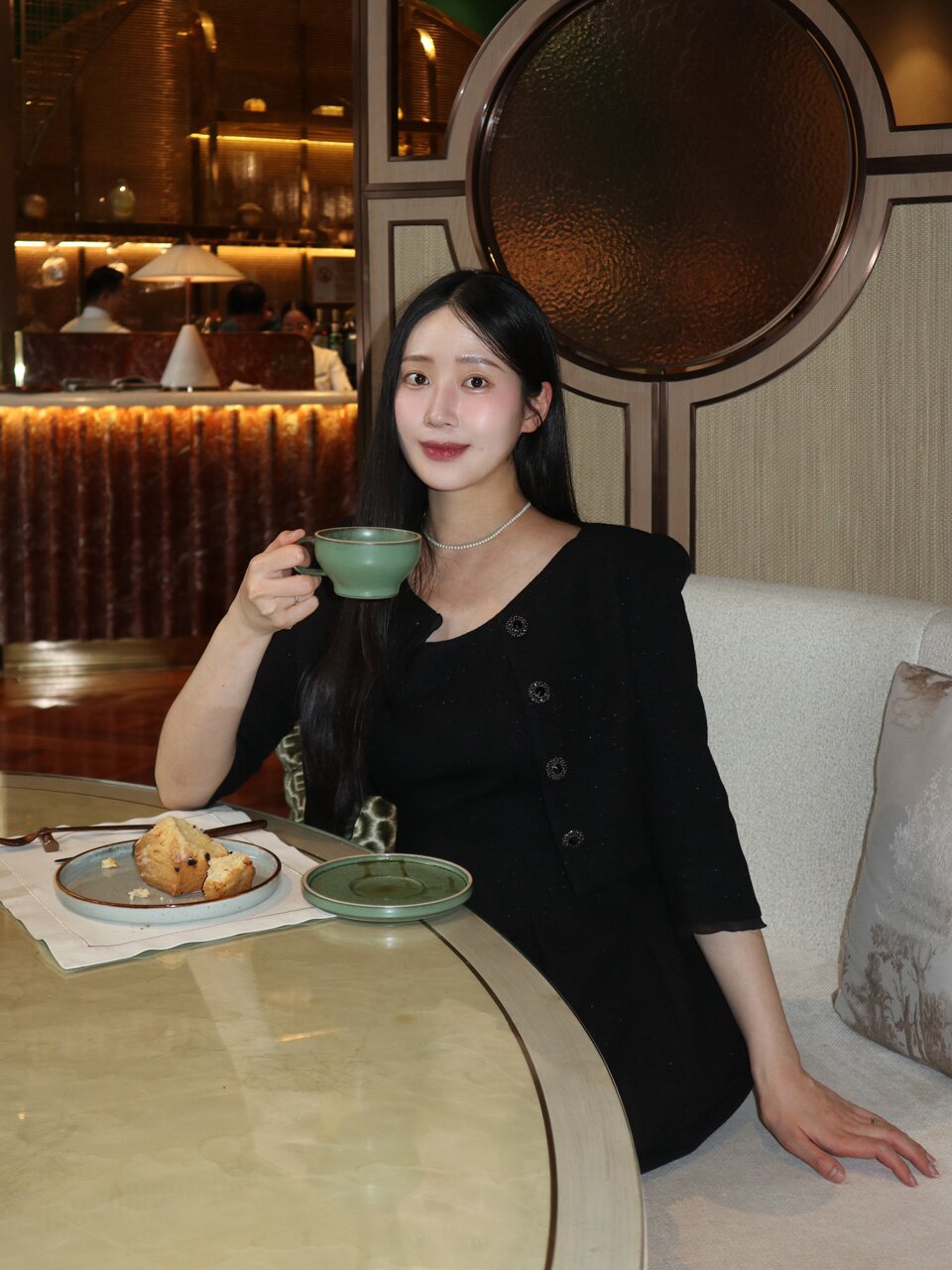 [SET] CALLA Chiffon Trimmed Jacket & Sleeveless Flare Dress / Black