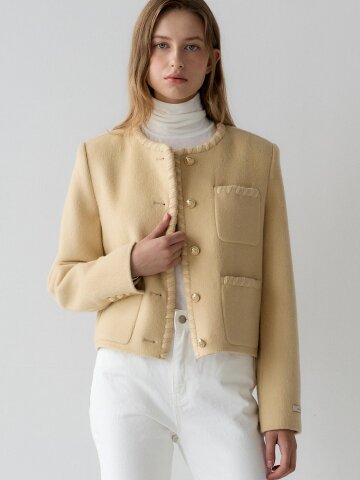 앙고라 프렌치 숏 코트 - 옐로우
