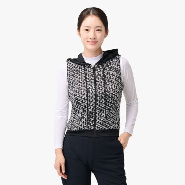 PWX Q225-6223-24 여성 프린트 트리코트 메쉬 베스트