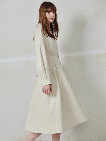 핀 턱 플레어 롱 원피스 