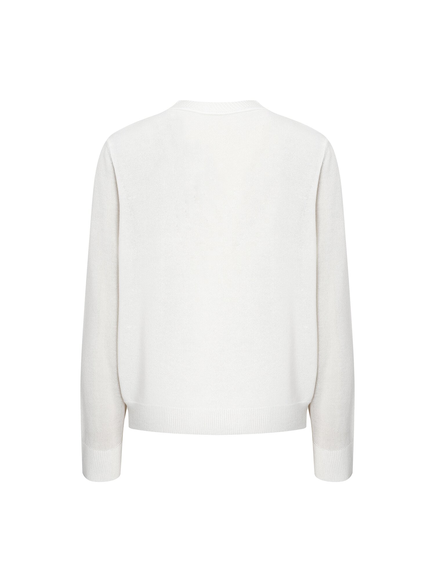 배색 텍스처 니트 가디건 (WHITE)