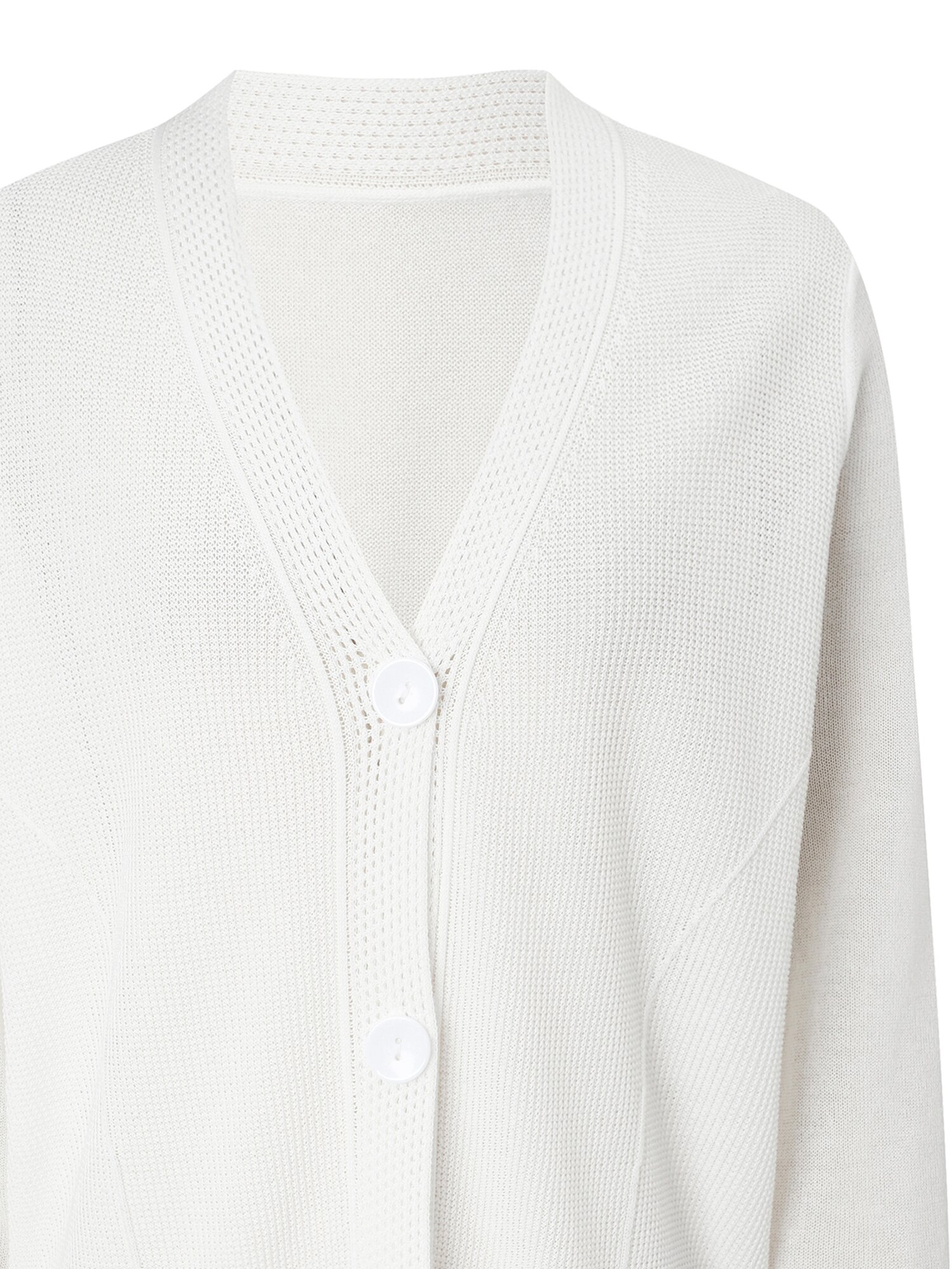 배색 텍스처 니트 가디건 (WHITE)