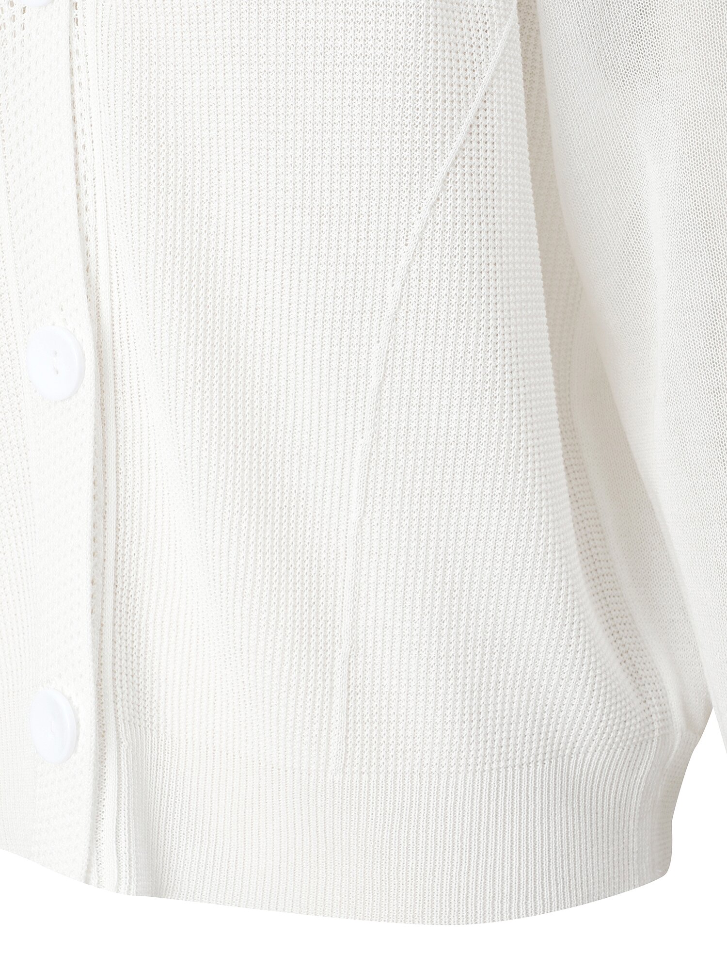 배색 텍스처 니트 가디건 (WHITE)
