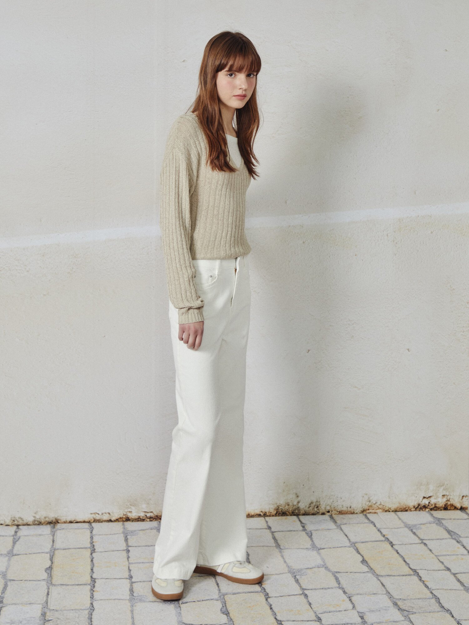 세미 플레어 데님팬츠 (WHITE)