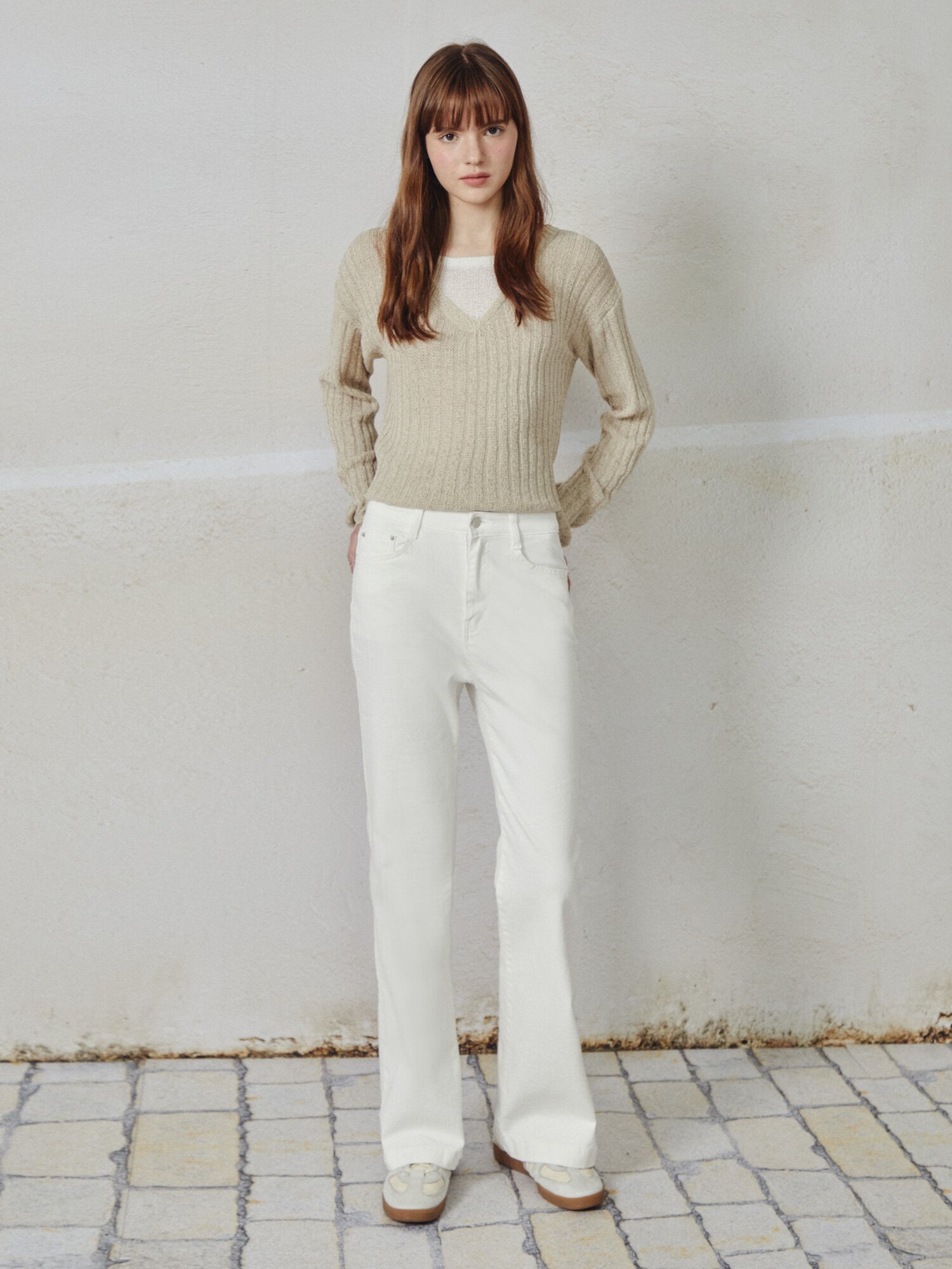 세미 플레어 데님팬츠 (WHITE)