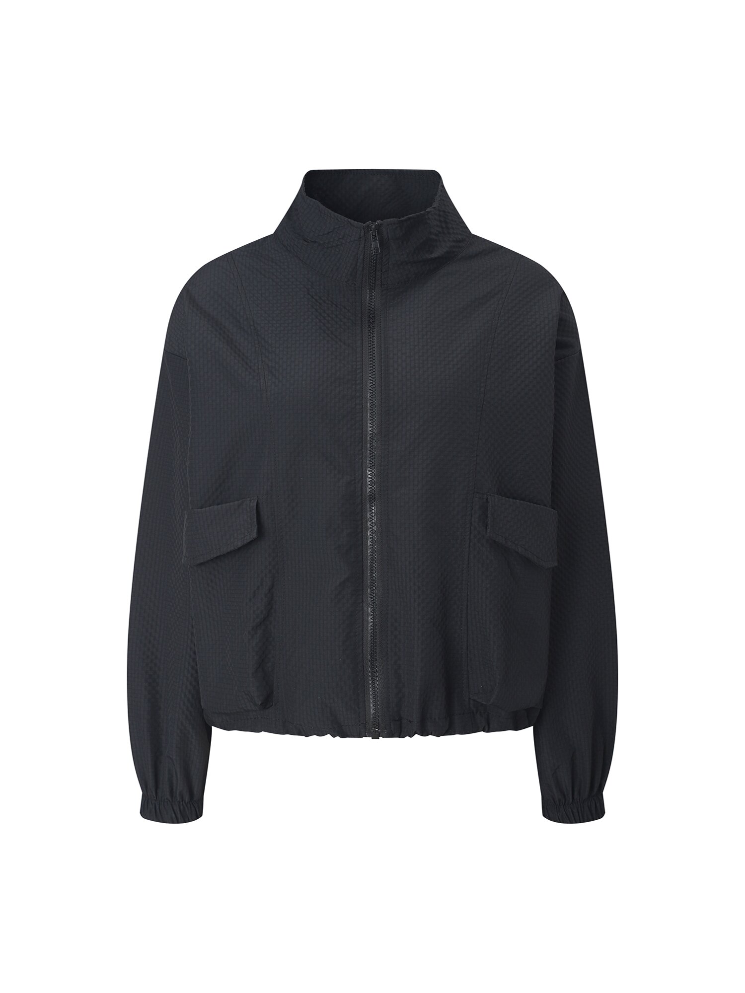 하이넥 크롭 집업 점퍼 (BLACK)