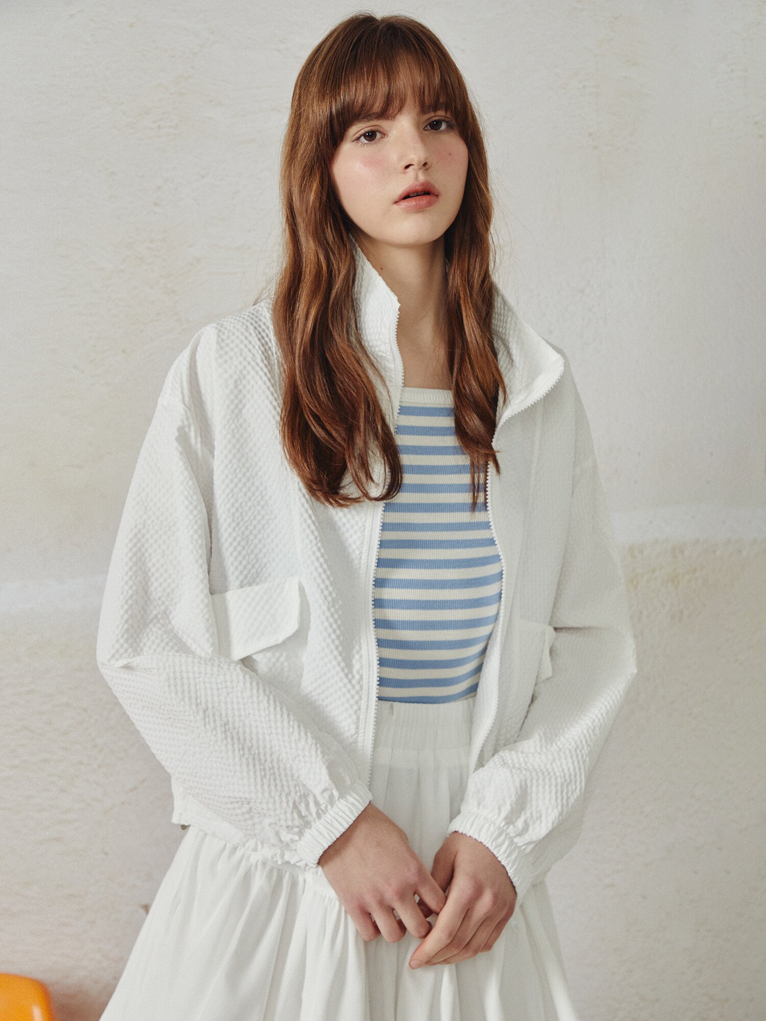 하이넥 크롭 집업 점퍼 (WHITE)
