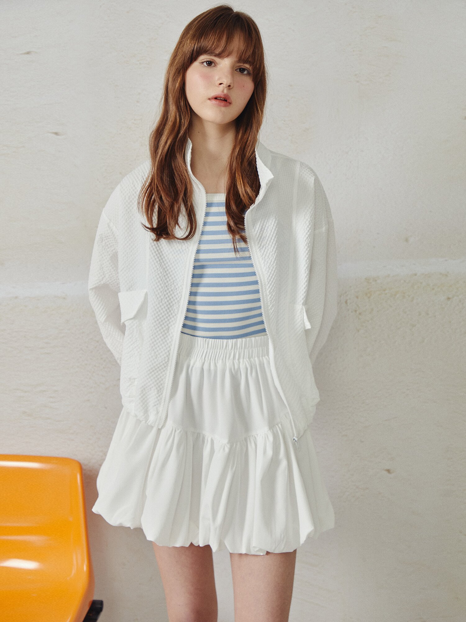 하이넥 크롭 집업 점퍼 (WHITE)