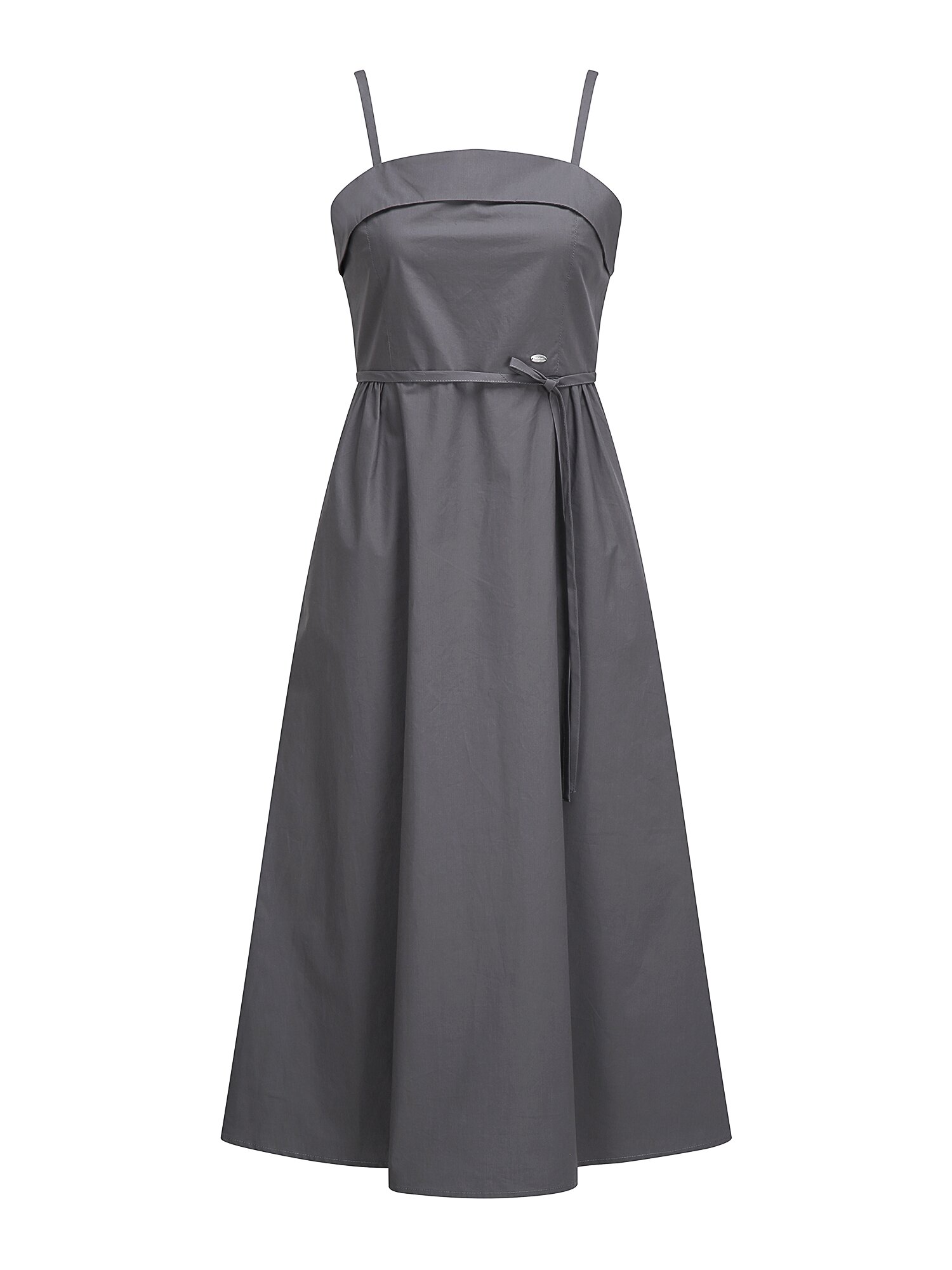 코튼 슬리브리스 플레어 원피스 (GREY)