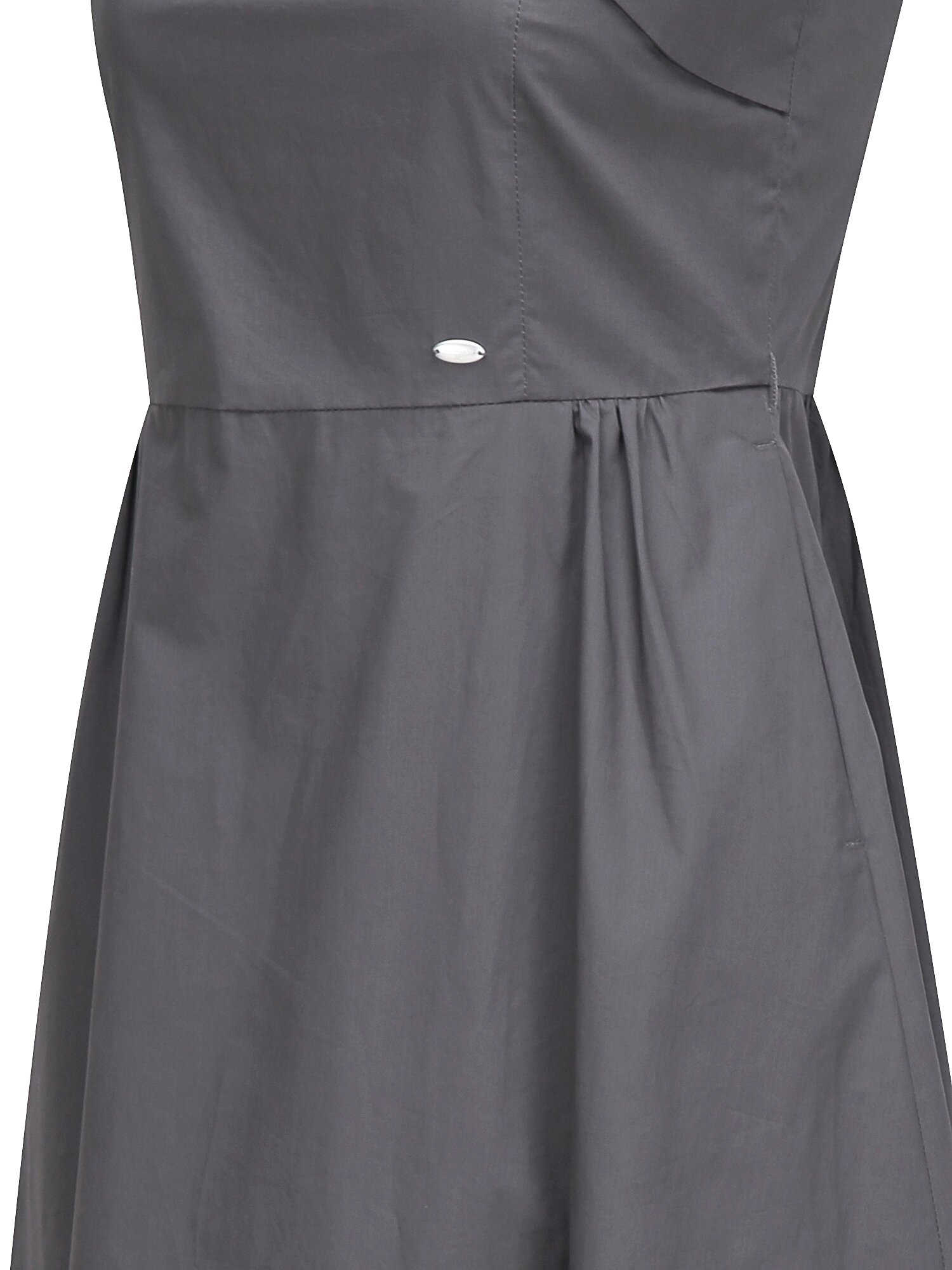 코튼 슬리브리스 플레어 원피스 (GREY)