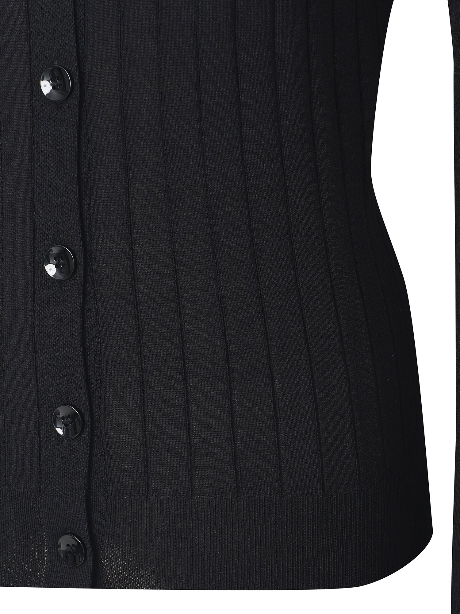 브이넥 빅 골지 니트 가디건 (BLACK)