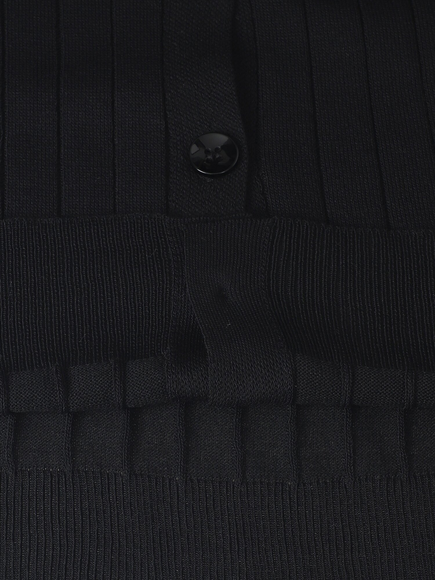 브이넥 빅 골지 니트 가디건 (BLACK)