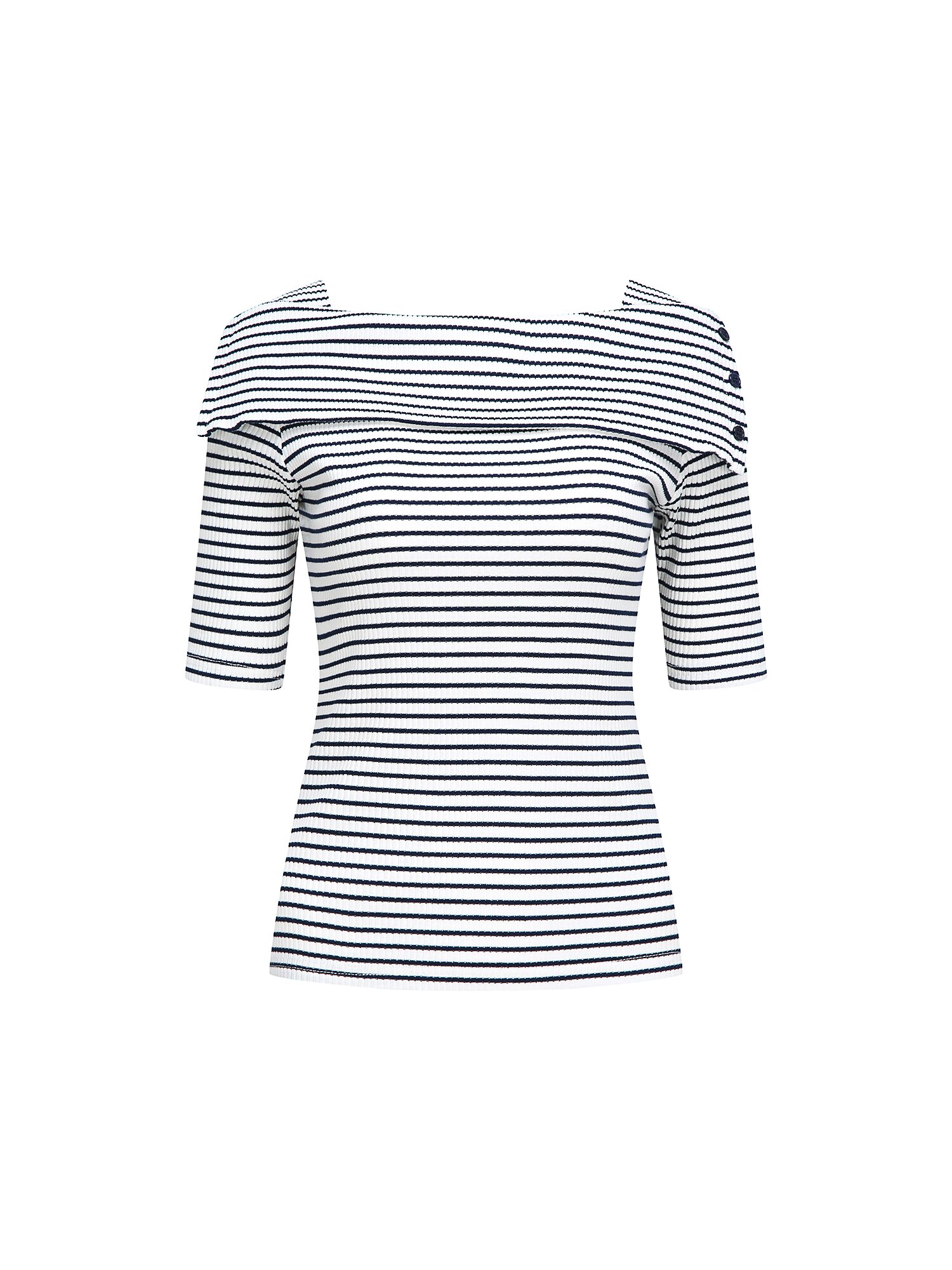 스트라이프 오프 숄더 티셔츠 (STRIPE NAVY)