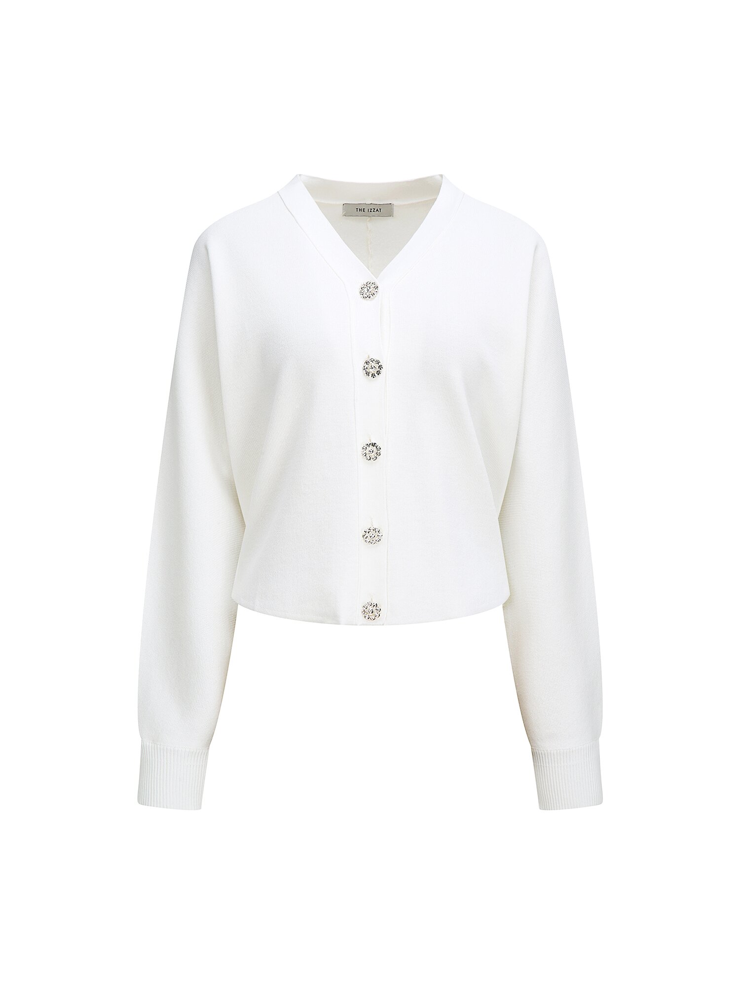 돌먼 슬리브 브이넥 크롭 가디건 (IVORY)