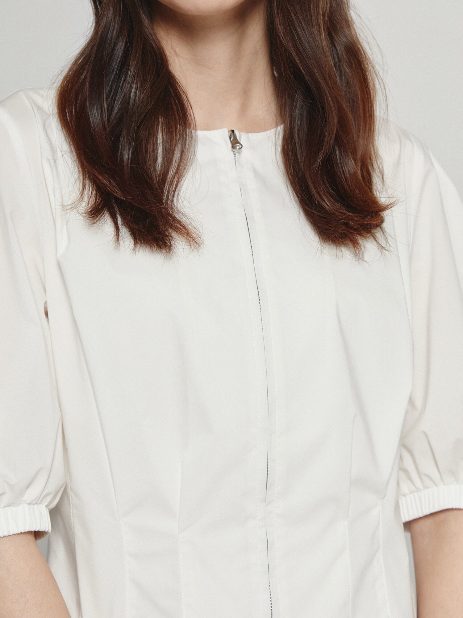 백 스모킹 투웨이 집업 블라우스 (IVORY)