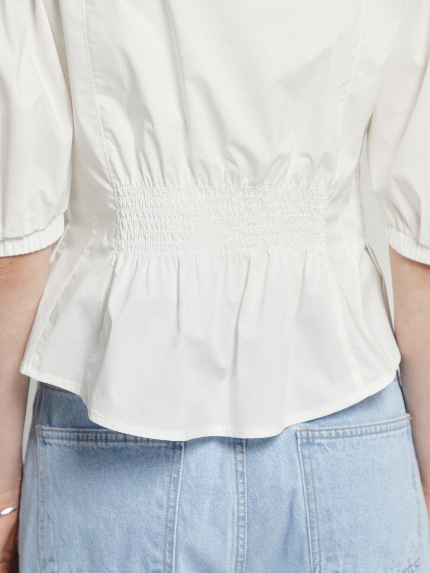 백 스모킹 투웨이 집업 블라우스 (IVORY)